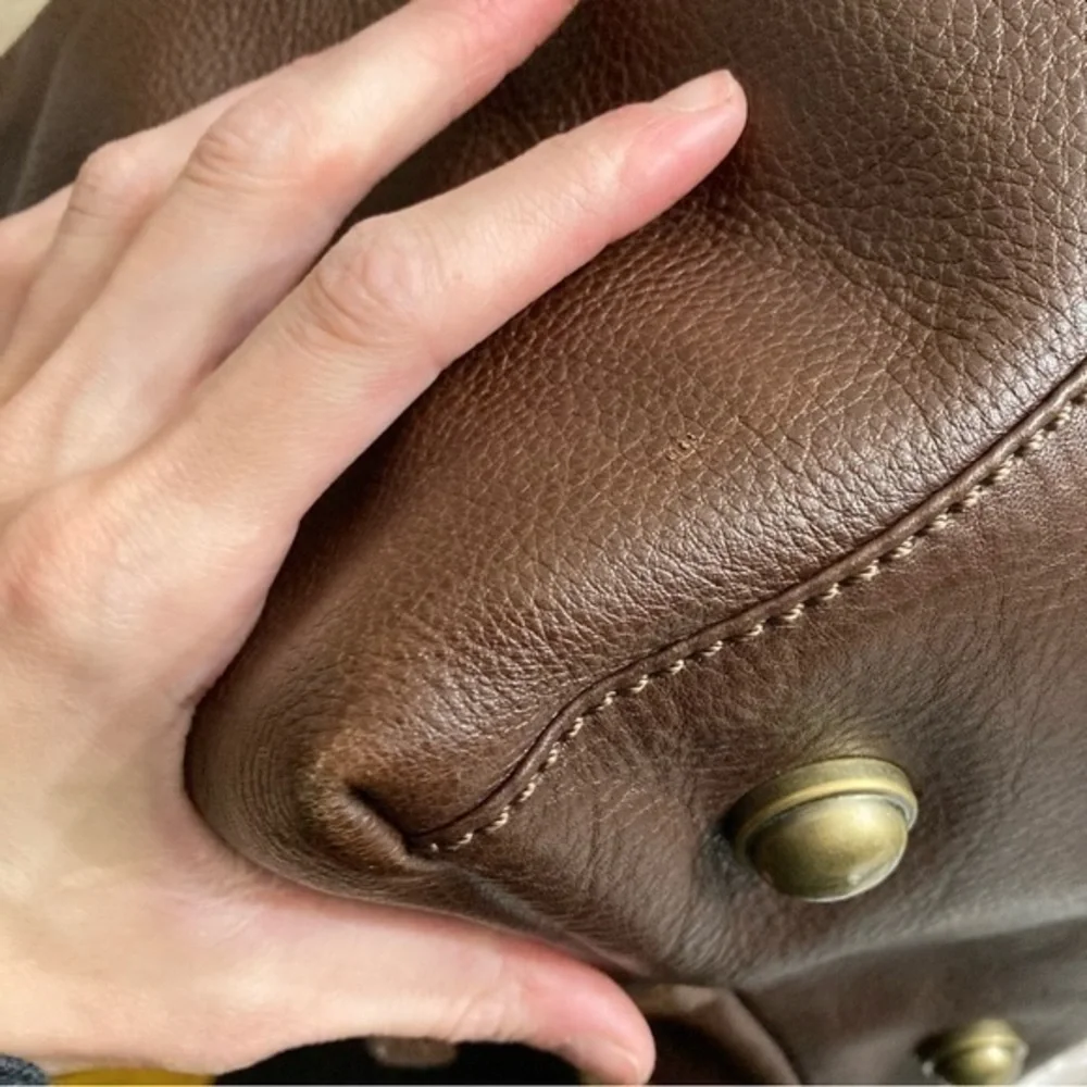 Fossil brown leather duffle travel bag unisex awesome